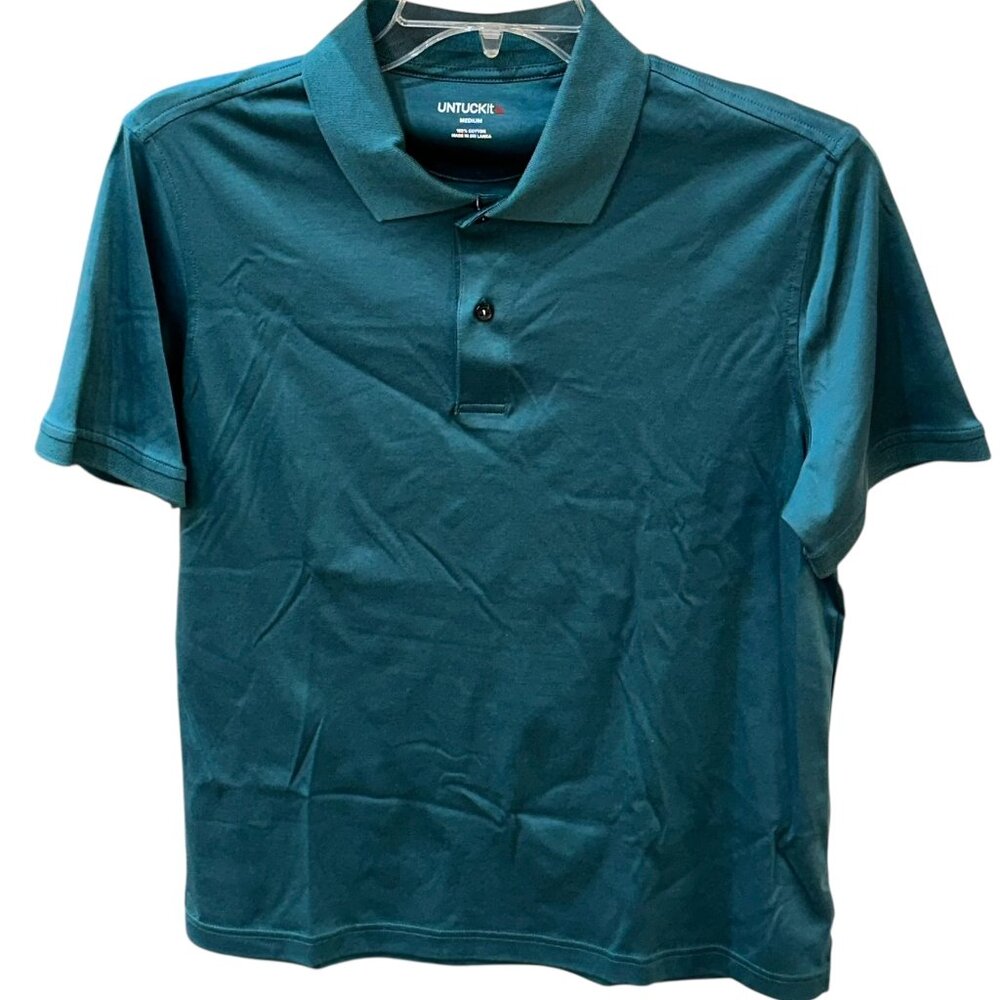 UNTUCKit Damaschino Performance Green Golf Polo Shirt Medium Cotton Casual‎ Work